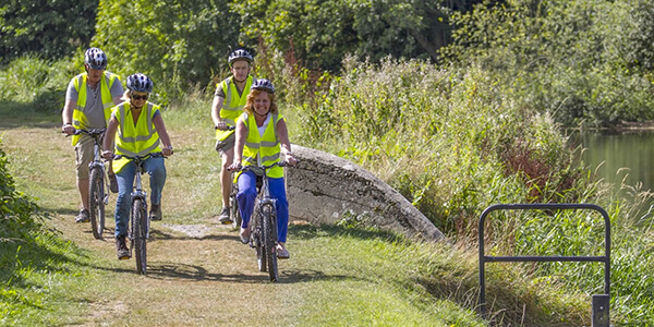 Family on a cycling trail